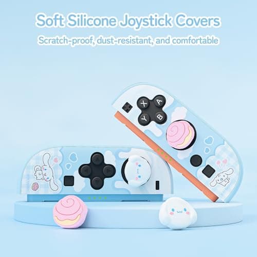 Kuitmor Thumb Grip Caps Compatible with Nintendo Switch 2, Silicone Joystick Grip Caps for Switch 2025, 4pcs, Cute Dog Style, Pink & White — view 2
