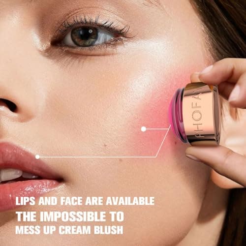 PHOFAY 3-in-1 Flush Balm Cream Blush,Mousse Blushs Cream & Lipstick Gloss-Soft Silky Creamy Texture,Vegan & Lightweight Matte Finish Cosmetics Long-Lasting Moisturizing Blush daily makeup (05#) — view 3