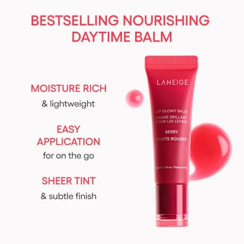 LANEIGE Lip Glowy Balm, Berry: Sheer Tinted Lip Moisturizer with Shea Butter, for Hydrating Shine & Soft Lips — view 2