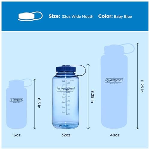 Nalgene 32 oz Wide Mouth Water Bottle | BPA-Free, Durable & Leak Proof, Lightweight Bottle for Hiking & Gym, Work & Travel, Baby Blue — view 4