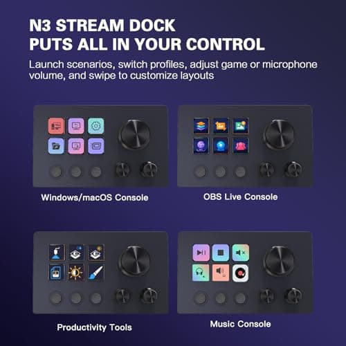 TreasLin Stream Controller Deck with12 Customizable Macro Keypad to Trigger Actions in OBS Twitch YouTube for Content Creators Stream Dock Compatible with PC & Mac N3 Black Macro Keypad — view 4