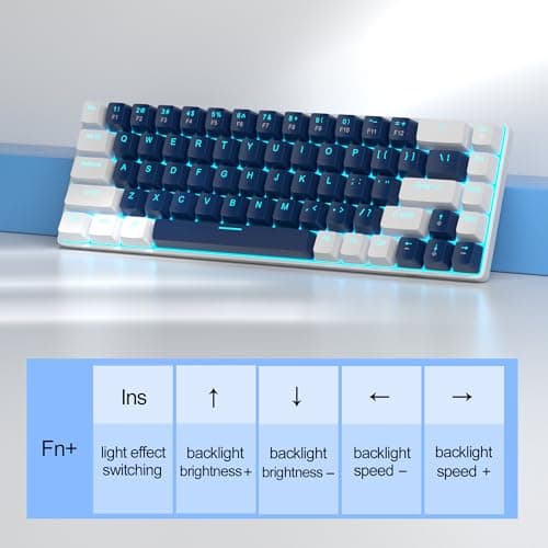 MageGee Portable 60% Mechanical Gaming Keyboard, MK-Box LED Backlit Compact 68 Keys Mini Wired Office Keyboard with Blue Switch for Windows Laptop PC Mac - Blue/White — view 4