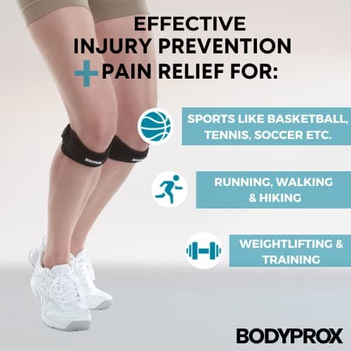 BODYPROX Patella Tendon Knee Strap 2 Pack, Knee Pain Relief Support Brace Hiking, Soccer, Basketball, Running, Jumpers Knee, Tennis, Tendonitis, Volleyball & Squats — view 3