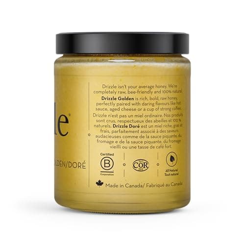 Drizzle Golden Raw Honey - Unfiltered, and Unprocessed - Rich in Nutrients and Beneficial Enzymes - Notes of Dandelion, Mint and Caramel - 100% Raw, Pure Honey - Gluten-Free, Paleo-Friendly (Pack of 2) 375g — view 3