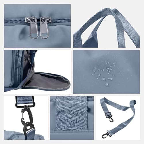 Gym Bag Womens Men with Shoes Compartment and Wet Pocket, Lightweight Foldable Travel Duffel Bag Sport Gym Tote Bags Weekend Overnight Bag for Travel Sports Yoga Outdoor Activities (Blue) — view 3