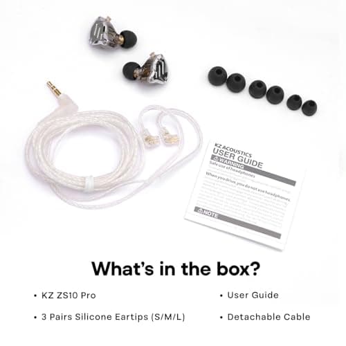 Linsoul KZ ZS10 Pro, 4BA+1DD 5 Driver in Ear Monitor, HiFi Wired Earbuds, Gaming Earbuds, Hybrid IEM Earphones with Stainless Steel Faceplate, Recessed 2 Pin Detachable Cable (Without Mic, Black) — view 8
