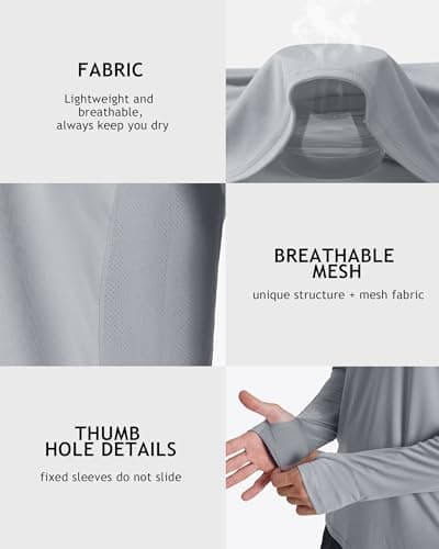 Roadbox UPF 50+ Sun Hoodie Men, Long Sleeve UV Protection Fishing Shirts with Mask, Lightweight Rash Guard for Hiking Outdoor — view 4