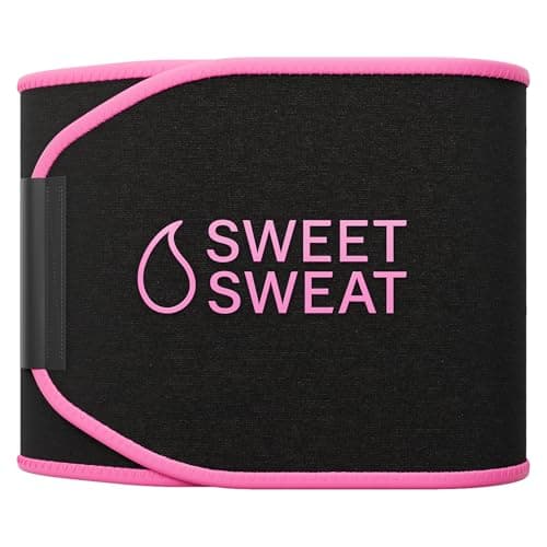 Sports Research Sweet Sweat® Waist Trimmer for Women and Men - Sweat Band Waist Trainer for High-Intensity Training & Workouts Black/Pink