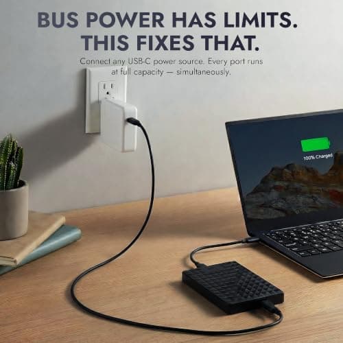 ModusTech Nexus 500GB Portable External Hard Drive with Built-in Docking Station 5-in-1 USBC Hub, USB 3.1 10Gbps, SD & MicroSD, Bus-Powered, Compatible with MacBook, Laptop, iPad (500GB + 5-IN-1 DOCK) — view 5