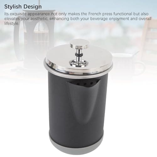 Aramox French Press Coffee Maker 304 Stainless Steel Coffee Press 1000ml 33.81oz 4 to 6 Cup Tea and Milk Froth Maker Portable for Camping Travel Office Home (Black) — view 2