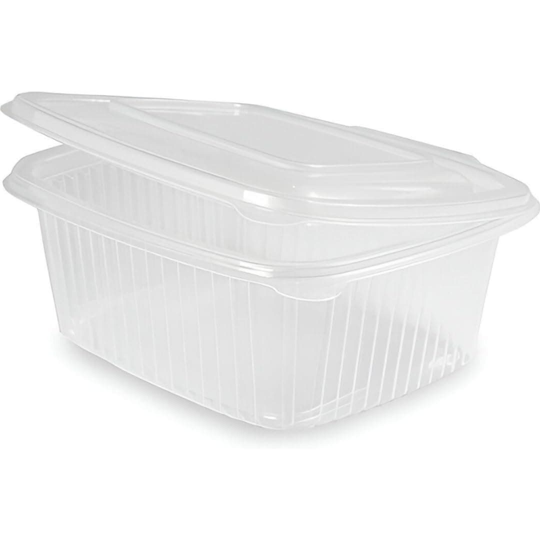 50 Tapers para Comida Hermetico de Plástico PP Reutilizables con Tapa Bisagra. Apto para Microondas, Congelador y Lavavajillas. Tuppers para Alimentos Calientes o Fríos (500ml)