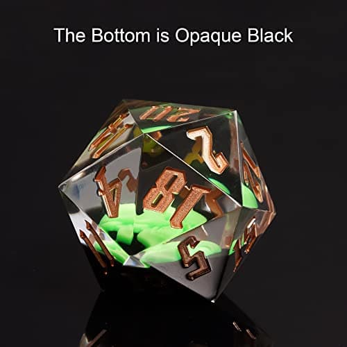 Cusdie Large D20 Dice 55mm with Sharp Edges and Skull Inclusitions, D&D 20 Sided Dice, Handmade Dice DND Giant D20 for Dungeons and Dragons RPG, Table Games(Green Skull) — view 5