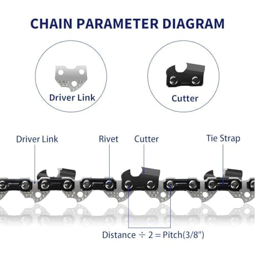 2 Pack 14 Inch Chainsaw Chain 52 Drive Links, .050" Gauge, 3/8" LP pitch, 14-Inch Replacement Chainsaw Chains Low-Kickback Fits Craftsman, Echo, Poulan, Ryobi, Worx