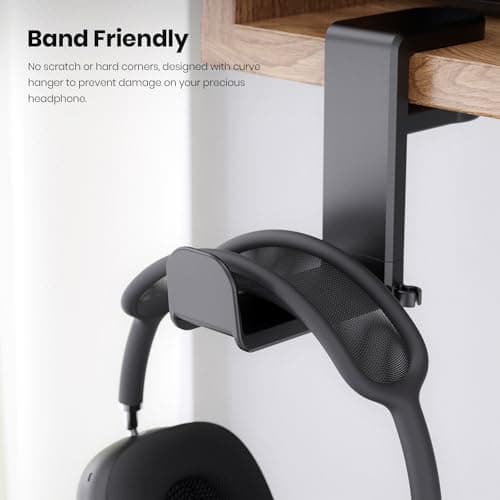 3in1 Rotating Headphone Holder - EURPMASK 3in1 PC Gaming Headset Holder w/Detachable Controller Holder, Adjustable Clamp-on Headset Stand,Headphone Hanger Hook Under Desk w/Cable Clip Organizer,Black — view 5