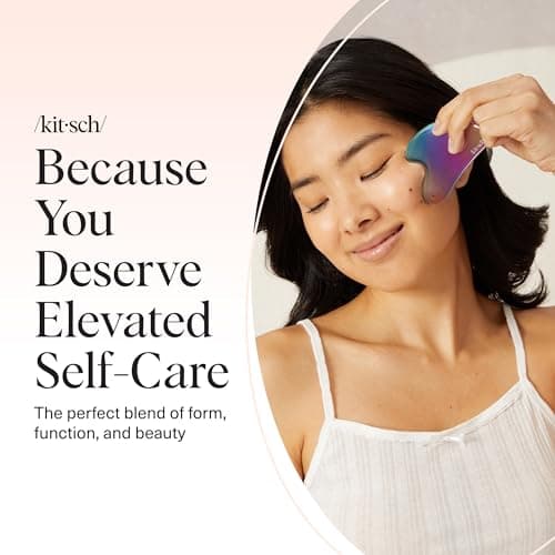 Kitsch Stainless Steel Gua Sha Facial Tools, Lymphatic Drainage Massager for Face, Chin & Jawline Sculpting, Body Guasha Tool for Muscle Tension, Skin Care Gift for Mom, Women - Irridescent — view 7
