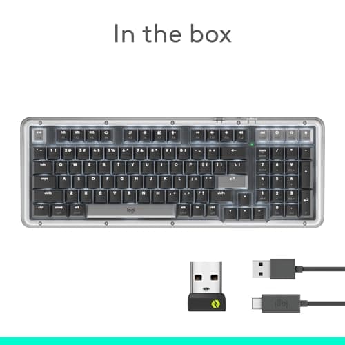 Logitech Alto Keys K98M Wireless Mechanical Clicky Keyboard, Customizable Keyboard with Vibration Absorbing Gasket, Backlit Keys, Bluetooth, USB-C Charging, for PC, Mac, Laptops - Graphite — view 8