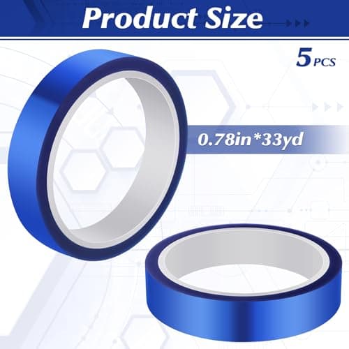 5 Rolls Heat Resistant Tape 0.8 Inch x 98 Ft Blue Sublimation Tape High Temperature Resistant Blue Tape, Heat Transfer Tape for Sublimation Printer Electronic Soldering, No Residue