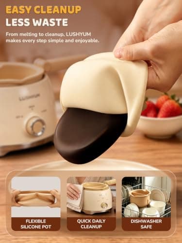 LUSHYUM Electric Chocolate Melting Pot with 2 Insert Pots, 4-Cup Chocolate — view 3