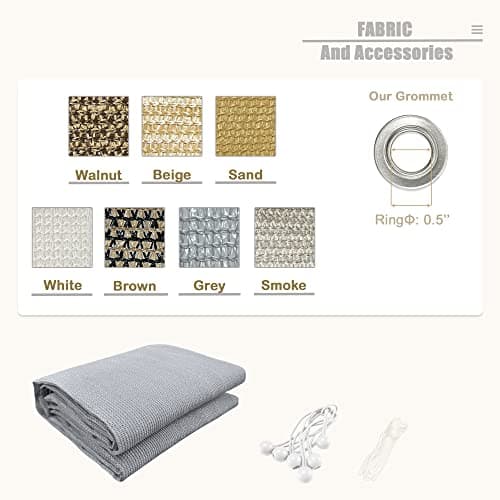 Alion Home Sun Shade Panel Privacy Screen with Grommets on 4 Sides for Outdoor, Patio, Awning, Window Cover, Pergola (10' x 10', Light Grey) — view 6