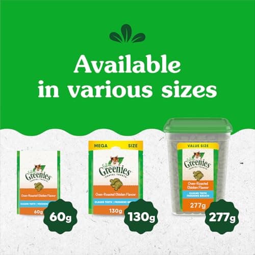 GREENIES Feline Cat Treats Natural Dental Care, Oven Roasted Chicken Flavour, 2.1oz. Pouch — view 8