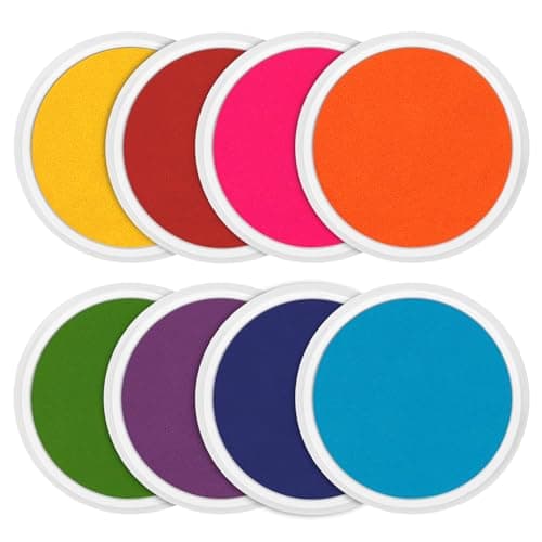Nliyeisu 7 Inch Ink Pad Pads for Kids Washable, Large Stamp Pad with 8 Vibrant Colors, Non-Toxic Finger Paint & Stamp Pads Set for Arts and Crafts, Perfect for Children's DIY Projects, Home School Use