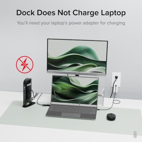 Plugable Universal Laptop Docking Station Dual HDMI Monitor for Windows and Mac (Driver Required), USB 3.0 or USB-C, 2X HDMI, Gigabit Ethernet, Audio, 6 USB Ports (UD-3900) — view 4