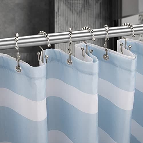 Titanker Shower Curtain Hooks Rings, Rust Resistant Metal Double Glide Shower Hooks Rings for Bathroom Shower Rods Curtains, Set of 12 Hooks - Nickel — view 5