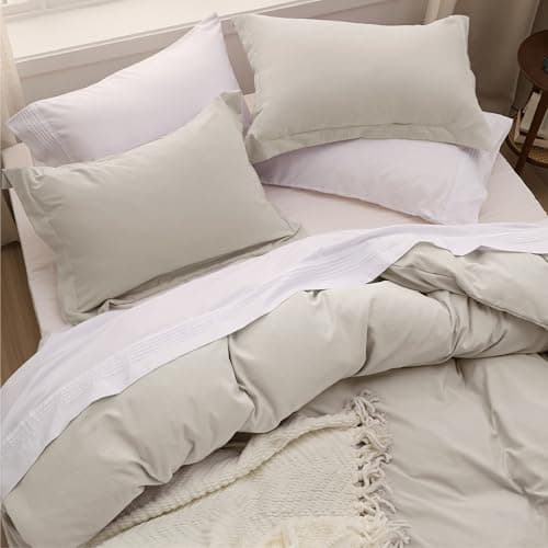 Bedsure Duvet Cover King Size - 3 Pieces Prewashed Cotton-Like Extra Soft Bedding Set, Includes 1 Duvet Cover 104x90 Inches with Zipper Closure & 2 Pillow Shams, Linen, Comforter Not Included
