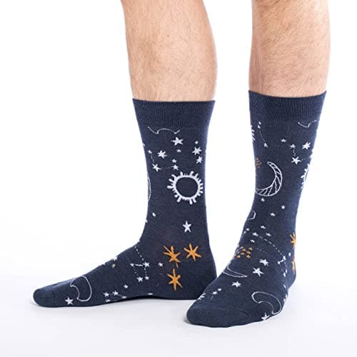 Good Luck Sock Men's Starry Night Socks, Adult, Shoe Size 7-12