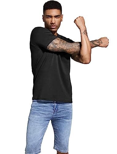 Boyzn Men's 3 Pack Cotton T-Shirts, Men's Short Sleeve Tees, Crewneck Cotton T-Shirts for Men Black/White/Grey-L — view 3