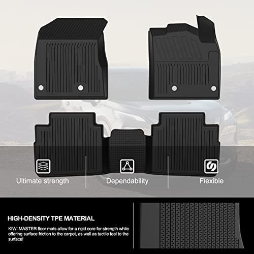 KIWI MASTER Floor Mats for 2021-2026 Nissan Rogue (Not Sport), OEM Replacement T99E4-6RR0B, Custom Fit All Weather Car Mats, Heavy Duty TPE Floor Liners, Front & Rear 2 Row, Black — view 5