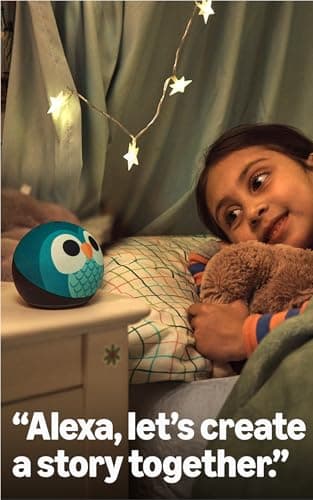 Amazon Echo Dot Kids (newest model), Smart speaker to enjoy age-appropriate audiobooks, interactive games and Alexa+ experiences to create and learn, Owl design — view 4