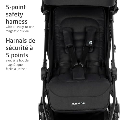 Maxi-Cosi Eva Lightweight Compact Travel Stroller, Infant to Toddler (Up to 48 lb), One-Hand Auto Fold, Full Recline Seat, Puncture-Proof Wheels, Extendable FPS Canopy, Includes Car Seat Adapters, Travel System Compatible — view 5