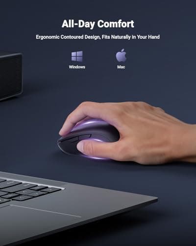 wegear USB Wireless Mouse for Laptop PC Mac, 2.4GHz Cordless Mouse with 6 Buttons, 5-Level Adjustable 4000 DPI, Ergonomic Portable Optical Computer Mice, 24-Month Battery Life -Black — view 4