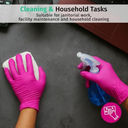 SF ColorTouch Magenta Nitrile Gloves M – 100 Disposable Latex Free Gloves, Powder Free Textured Grip for Beauty, Hair Coloring & Creative Use, 3.5 Mil — view 3