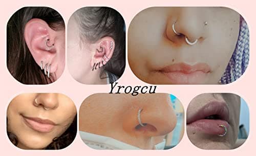 Yrogcu 316L Stainless-Steel Seamless Double-Ring Hinged Nose-Hoop With CZ 18G 8mm Lip Ear Cartilage Clicker Septum Eyebrow Daith Rook Tragus Segment Earrings — view 6