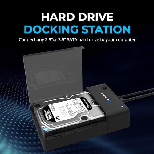 SABRENT USB 3.0 to SATA External Hard Drive Lay-Flat Docking Station for 2.5 or 3.5in HDD, SSD [Support UASP] (EC-DFLT) — view 2