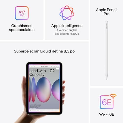 Apple iPad mini (A17 Pro): Apple Intelligence, 8.3-inch Liquid Retina Display, 128GB, Wi-Fi 6E, 12MP Front/12MP Back Camera, Touch ID, All-Day Battery Life — Purple — view 4