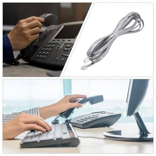 1 Pack Telephone Cord, 6.6ft Phone Cable RJ12 6P6C Male to Male Straight Wired Handset Cord for Home, Office, Grey — view 5