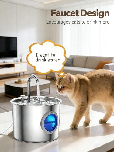 Premium Stainless Steel Cat Water Fountain 2.2L Automatic Pet Fountain Ultra-Quiet <25dB Cats Water Dispenser with Detachable Tank, Easy to Clean (Cat Water Fountain-2.2L) — view 2
