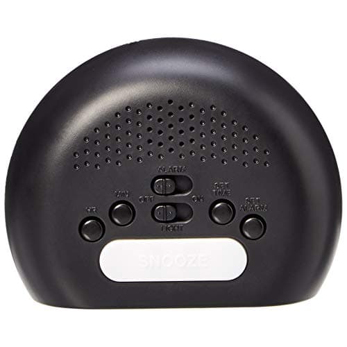 Amazon Basics Small Digital Oval Alarm Clock with LED Display, Nightlight, Snooze Function & Battery Backup, Black, 4.5 x 3.5 x 2.4 Inches — view 3
