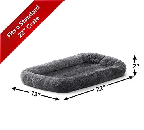 MidWest Homes for Pets Bolster Dog Bed Fits a 33.88cm Crate, 54cm x 33cm x 6.5cm Dog Bed or Cat Bed with Comfortable Bolster, Ideal for Small Dog Breeds, Gray, Model 40222-GY