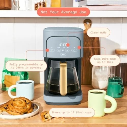 Wonderful Programmable 12-Cup Coffee Maker with Touch Controls, Auto Brew Timer, 1200W, 3 Brew Strengths, Keep Warm, Dishwasher-Safe, Premium Countertop Coffee Machine (Cornflower Blue) — view 7