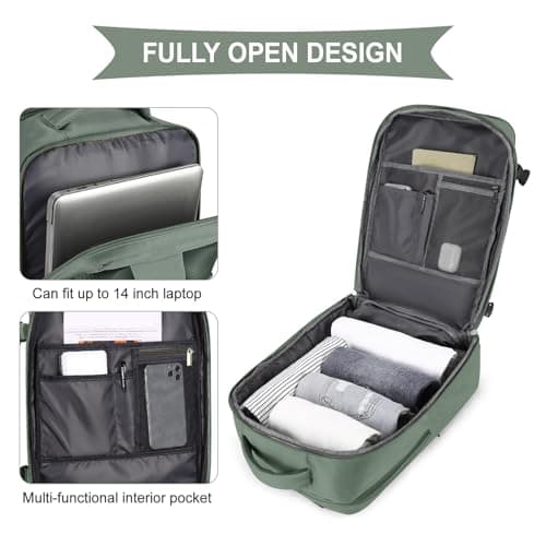 coowoz Travel Backpack For Women Men,Carry On Backpack,Hiking Backpack Waterproof Outdoor Sports Rucksack Casual Daypack Travel Essentials(Olive Green) — view 6
