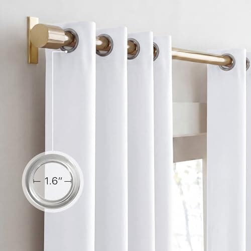 NICETOWN 100% Blackout Window Curtain Panels, Cold and Full Light Blocking Drapes with Black Liner for Nursery, 84 inches Drop Thermal Insulated Draperies (White, 2 Pieces, 52 Wide Each Panel) — view 5
