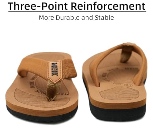 Meik Mangni Kids Boys Girls Flip Flops Comfortable Cushion Thong Sandals Lightweight Slip Resistant Sandals Summer Durable Quick Dry Slide Shower Shoes for Beach Swim Pool, Brown 4 Big Kid — view 6