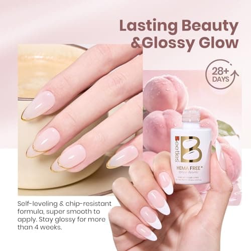 Beetles Apricot Reverie Nude Gel Polish - 15ML Full Size Neutral Jelly Pink Nail Polish Base Color Nail Concealer Sheer Translucent Effect Soak Off UV French Nail Art Salon DIY Manicure Gifts — view 4