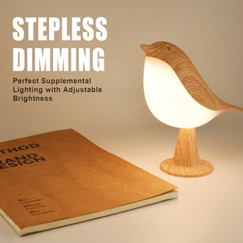 Deogos 2 Cute Bird Table Lamps Combo,Rechargeable Cordless Lamp with 3 Color Temperature and Adjustable Brightness,Small Desk Lights for Bedroom Nightstand Bedside Table - Wood Tone — view 2