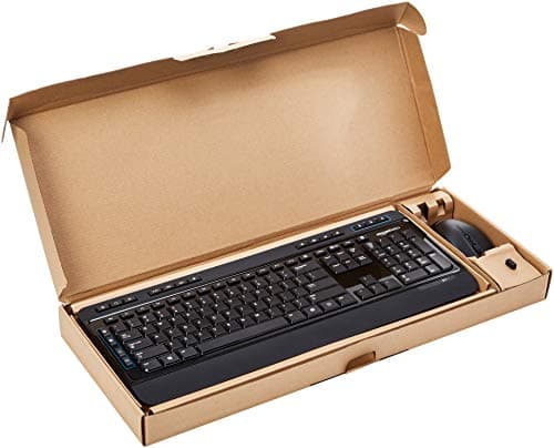 Amazon Basics Full-Sized Wireless Computer Keyboard and Mouse Combo, QWERTY Layout, 2.4 GHz USB Receiver, Black, Pack of 1 — view 5