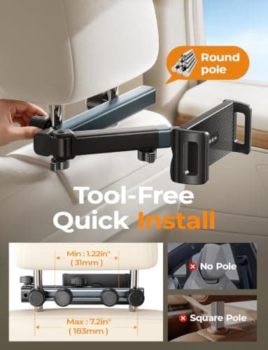 LISEN for iPad Holder Car Tablet Mount, Road Trip Essentials Toddler Kids Travel Gifts, Car Accessories for Women Interior Organizer Mens Truck 3in1 Tablet Holder for Car Camping Back Seat Headrest — view 4